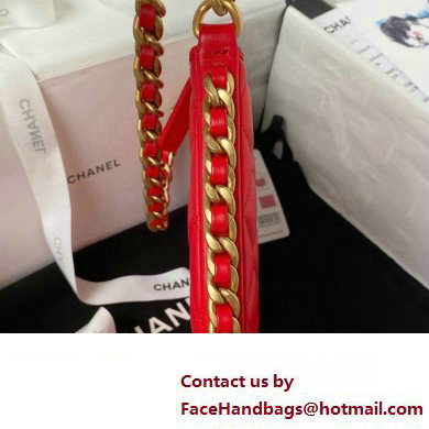 Chanel Shiny Crumpled Lambskin  &  Gold-Tone Metal Hobo Handbag AS4378 Red 2023